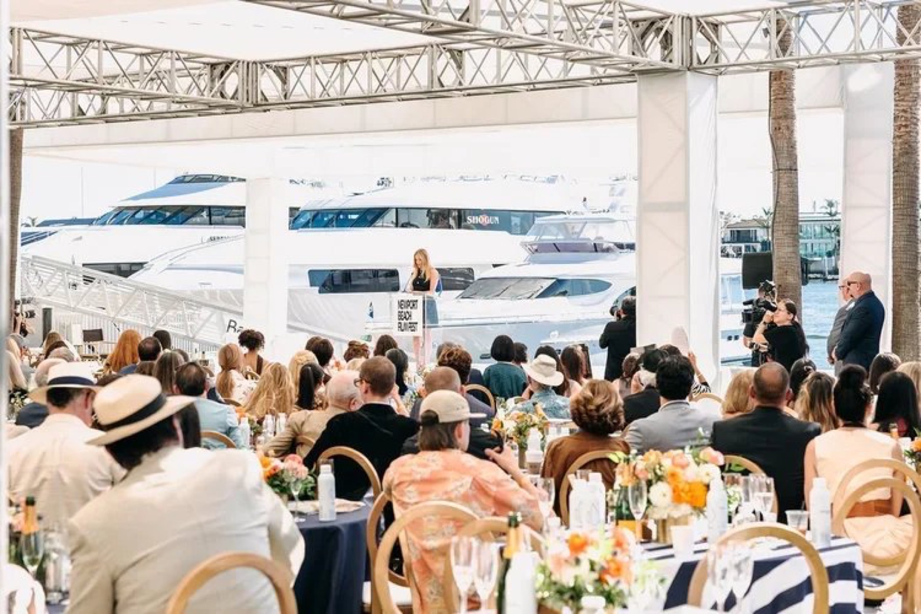 Outdoor awards ceremony on the waterfront